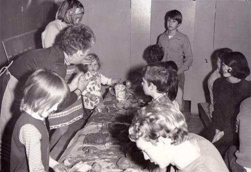 Workshop for adolescents held in the basement of the Richardson Bath House, circa 1970.